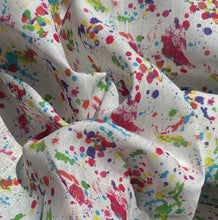 Load image into Gallery viewer, 100% Linen Rainbow Colorful Splattered Paint Dye 5.5 OZ USA Woven Fabric By the Yard