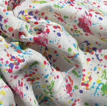 Load image into Gallery viewer, 100% Linen Rainbow Colorful Splattered Paint Dye 5.5 OZ USA Woven Fabric By the Yard