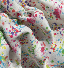 Load image into Gallery viewer, 100% Linen Rainbow Colorful Splattered Paint Dye 5.5 OZ USA Woven Fabric By the Yard