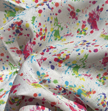 Load image into Gallery viewer, 100% Linen Rainbow Colorful Splattered Paint Dye 5.5 OZ USA Woven Fabric By the Yard