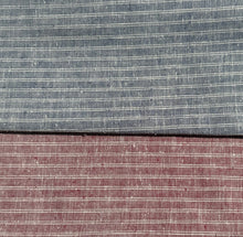 Load image into Gallery viewer, 56" Linen & Cotton Blue Red Striped 5 OZ Woven Fabric By the Yard