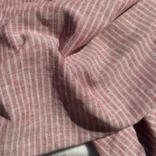 Load image into Gallery viewer, 56" Linen & Cotton Blue Red Striped 5 OZ Woven Fabric By the Yard