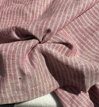 Load image into Gallery viewer, 56" Linen & Cotton Blue Red Striped 5 OZ Woven Fabric By the Yard
