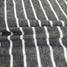 Load image into Gallery viewer, 54&quot; Rayon Spandex Blend Fleece Heather Gray &amp; White Striped Knit Fabric By Yard - APC Fabrics