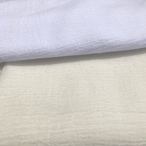 56" Off White Ivory & White 100% Cotton Gauze Wrinkly Woven Fabric By the Yard - APC Fabrics