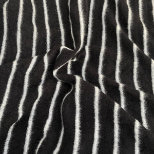 58" Modal Blend Warm Sweater Fleece Striped Black & Gray Knit Fabric By the Yard - APC Fabrics