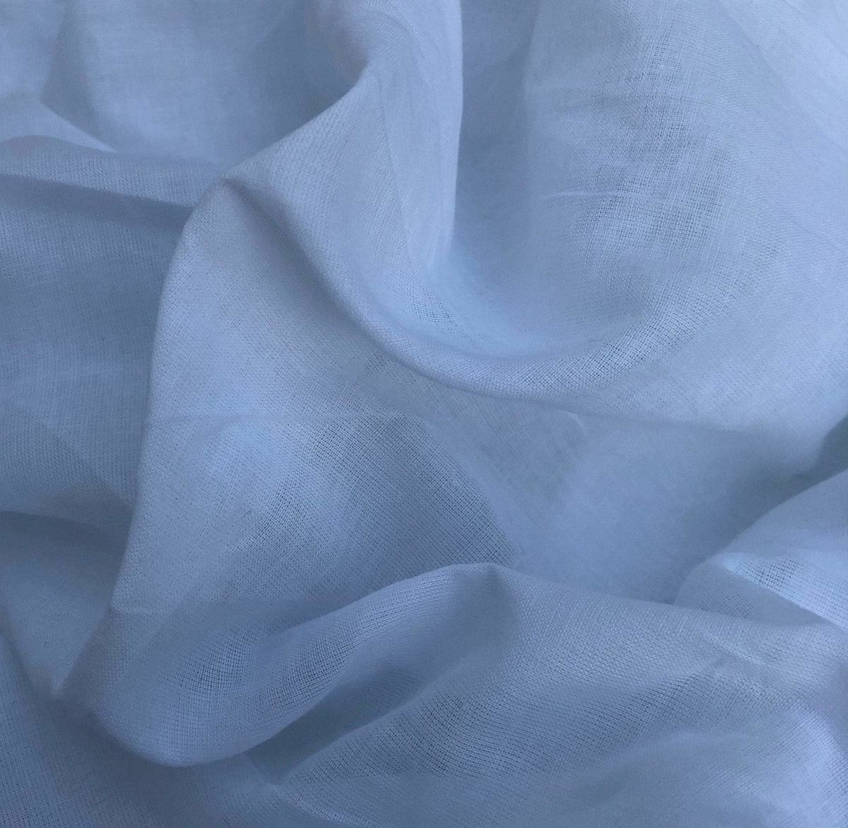 58 White 100% Organic Cotton Voile Woven Fabric By the Yard
