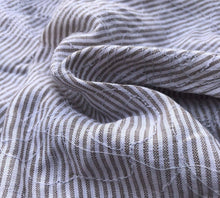 Load image into Gallery viewer, 60" Brown 100% Linen Striped Floral Flower Embroidered Woven Fabric By the Yard - APC Fabrics