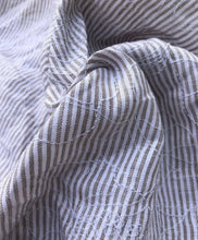Load image into Gallery viewer, 60" Brown 100% Linen Striped Floral Flower Embroidered Woven Fabric By the Yard - APC Fabrics