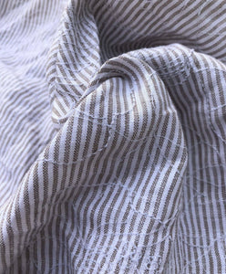 60" Brown 100% Linen Striped Floral Flower Embroidered Woven Fabric By the Yard - APC Fabrics