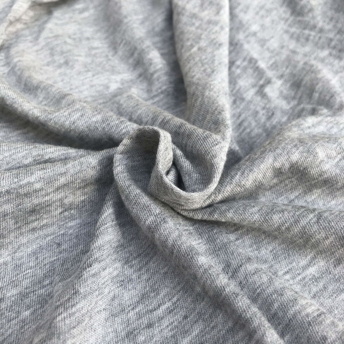 gray recycled cotton poly jersey knit fabric