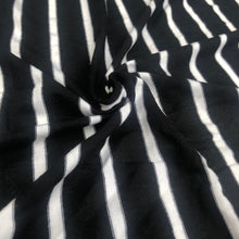 Load image into Gallery viewer, 66&quot; Black &amp; White Striped Modal Spandex Yarn Dyed Knit Fabric By the Yard - APC Fabrics