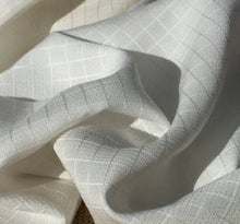 Load image into Gallery viewer, 58" PFD 100% Lyocell Tencel Jacquard Square Checkered Medium Weight Off-White Woven Fabric By the Yard | APC Fabrics