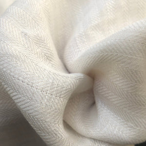 58" 100% Linen Herringbone 6 OZ PFD Ivory Woven Fabric By the Yard - APC Fabrics