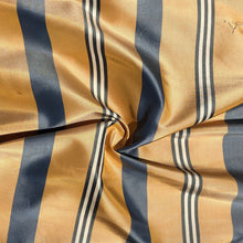 Load image into Gallery viewer, 56&quot; 100% Silk Gold Yellow Blue &amp; White Striped 5 OZ Woven Fabric By the Half Yard | APC Fabrics