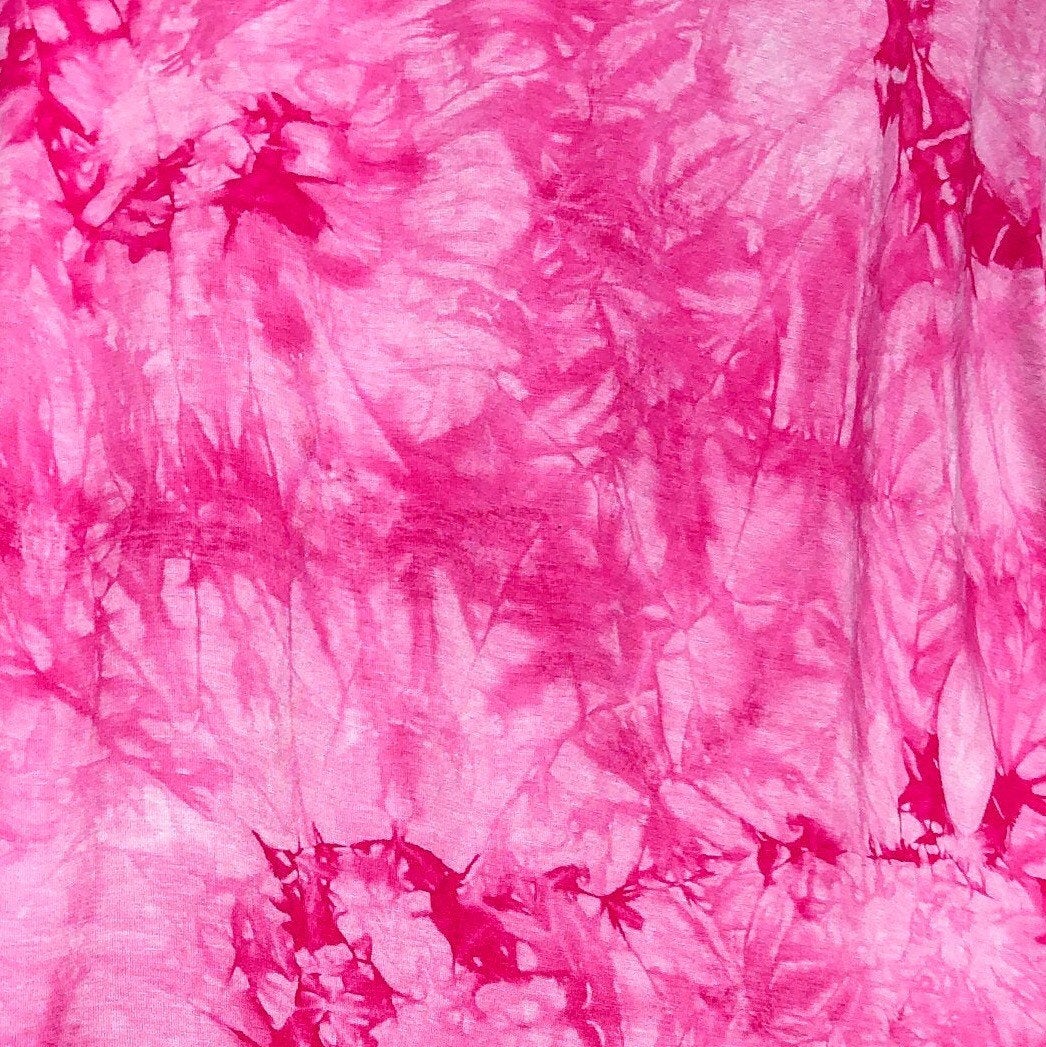 60” Bamboo & Spandex Stretch Tie Dyed Tie Dye Bright Pink White Cloud  Apparel and Face Mask Jersey Knit Fabric By the Yard