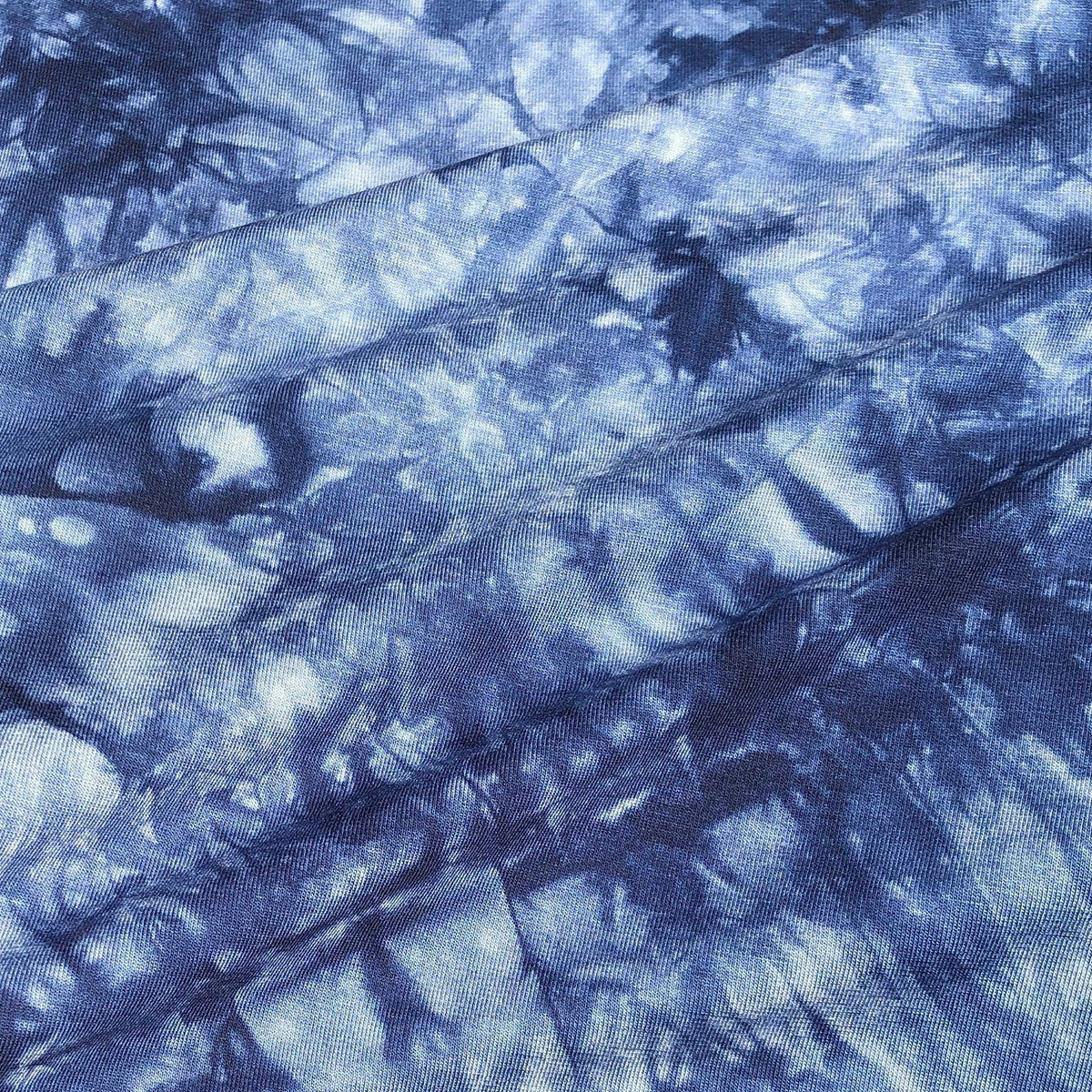 60” Bamboo & Spandex Stretch Tie Dyed Tie Dye Dark Navy Blue Apparel Jersey  Knit Fabric By the Yard