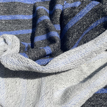 Load image into Gallery viewer, 100% Cotton Loop French Terry Heather Blue Striped Print 10 Oz Knit Fabric By the Yard | APC Fabrics