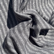 Load image into Gallery viewer, 100% Cotton Loop French Terry Black Gray Striped Print 10 Oz Knit Fabric By the Yard | APC Fabrics