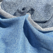 Load image into Gallery viewer, 58" Loop Terry Three End Fleece 8 OZ Cotton Baby Blue & Navy Blue Knit Fabric by the Yard | APC Fabrics