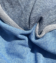 Load image into Gallery viewer, 58" Loop Terry Three End Fleece 8 OZ Cotton Baby Blue & Navy Blue Knit Fabric by the Yard | APC Fabrics