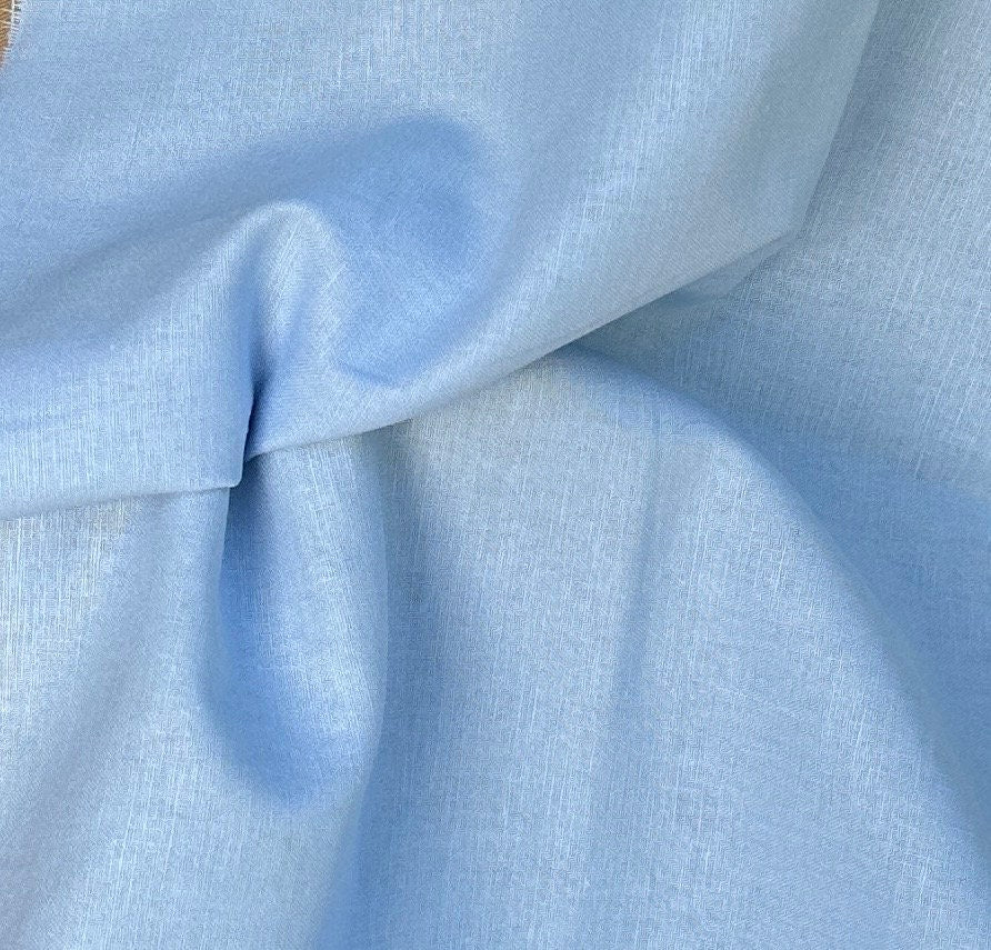 European Linen Fabric, Solid Baby Blue