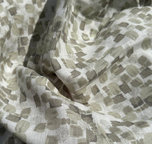 Load image into Gallery viewer, 100% Linen White Olive Green Geometric Designed 5.5 OZ USA Woven Fabric By the Yard