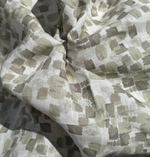 Load image into Gallery viewer, 100% Linen White Olive Green Geometric Designed 5.5 OZ USA Woven Fabric By the Yard