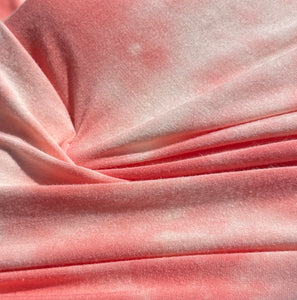 58" Modal Spandex Stretch Pink & White Tie Dye 8 OZ Knit Fabric By the Yard