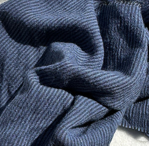 56" Striped Blue Seersucker Cotton Spandex Blend with Mechanic Stretch 6 OZ Woven Fabric By the Yard