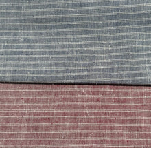 Load image into Gallery viewer, 56&quot; Linen &amp; Cotton Blue Red Striped 5 OZ Woven Fabric By the Yard