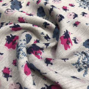 56" Gray Grey 100% Cotton Red Blue Flower Floral Print Woven Fabric By the Yard - APC Fabrics