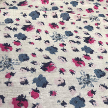 Load image into Gallery viewer, 56&quot; Gray Grey 100% Cotton Red Blue Flower Floral Print Woven Fabric By the Yard - APC Fabrics