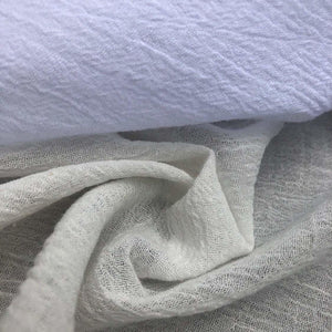 56" Off White Ivory & White 100% Cotton Gauze Wrinkly Woven Fabric By the Yard - APC Fabrics