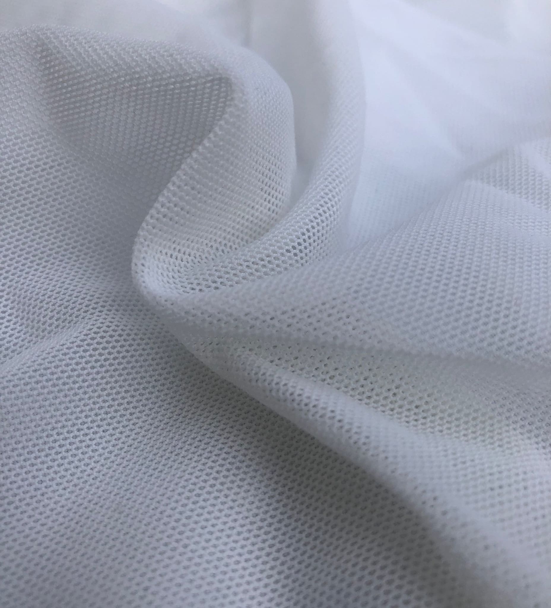 56 Optic White Nylon Spandex Blend Power Mesh Woven Fabric By the