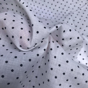 58" Black & White 100% Cotton Polka Dot Print Woven Fabric By the Yard - APC Fabrics