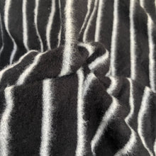 Load image into Gallery viewer, 58&quot; Modal Blend Warm Sweater Fleece Striped Black &amp; Gray Knit Fabric By the Yard - APC Fabrics