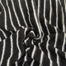 Load image into Gallery viewer, 58&quot; Modal Blend Warm Sweater Fleece Striped Black &amp; Gray Knit Fabric By the Yard - APC Fabrics