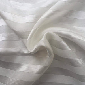 58" PFD White Striped Lyocell Tencel Satin Light Weight Woven Fabric By the Yard - APC Fabrics