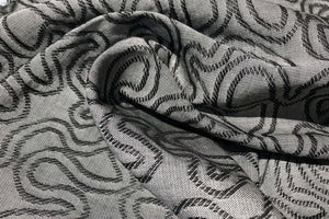 60" Embroidered Swirl Jacquard Cotton Black & Gray Heavy Woven Fabric By Yard - APC Fabrics