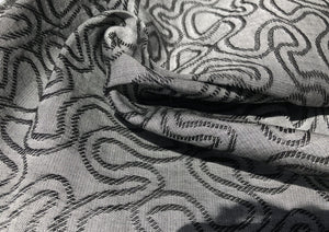 60" Embroidered Swirl Jacquard Cotton Black & Gray Heavy Woven Fabric By Yard - APC Fabrics