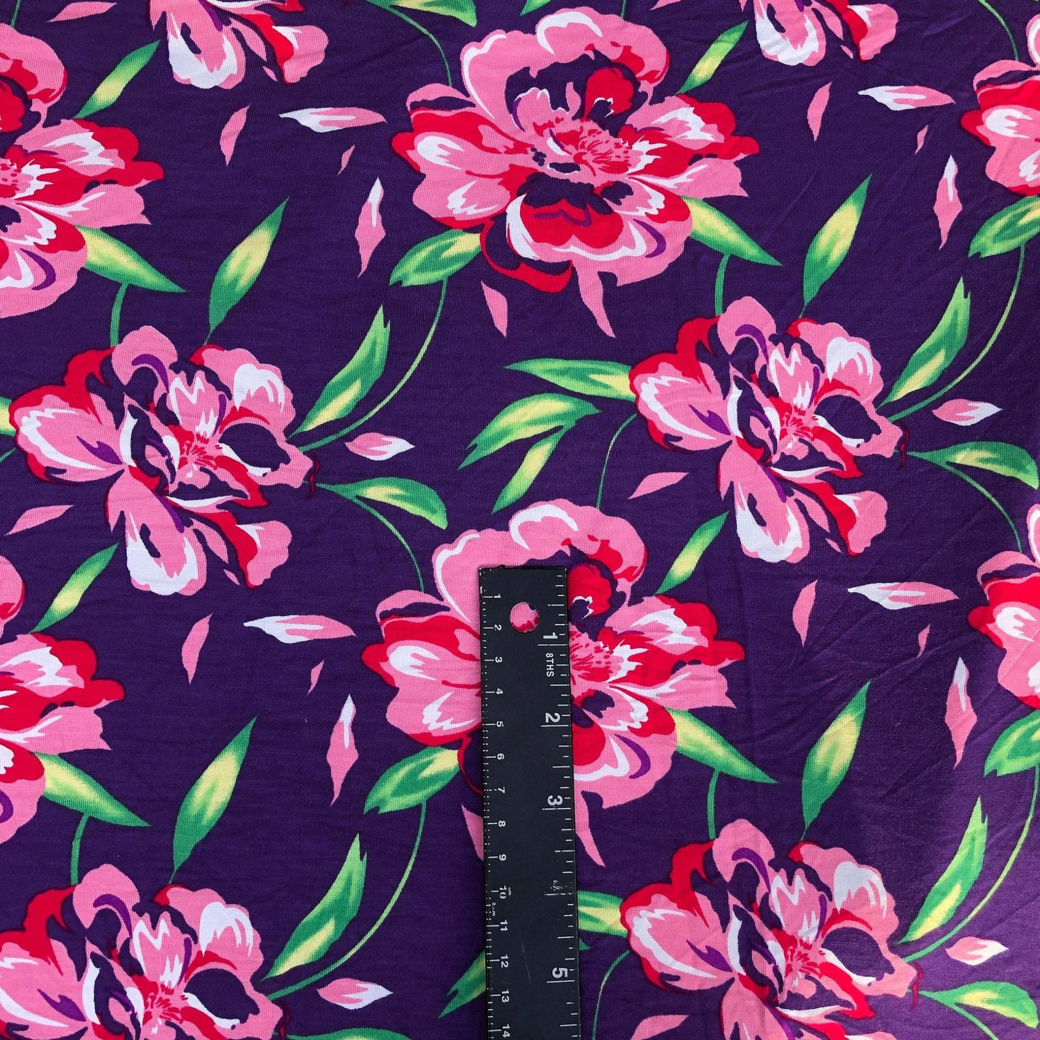 LV cosmic blossom flower print on Spandex Fabric, Stretch Jersey