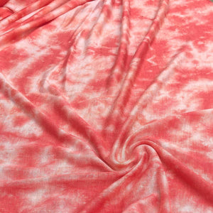 64" Pink & White Modal Spandex Stretch Tie Dyed Jersey Knit Fabric By the Yard - APC Fabrics