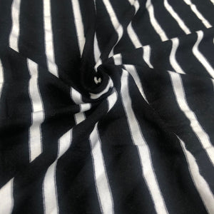 66" Black & White Striped Modal Spandex Yarn Dyed Knit Fabric By the Yard - APC Fabrics