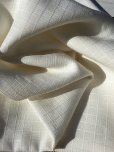 58" PFD 100% Lyocell Tencel Jacquard Square Checkered Medium Weight Off-White Woven Fabric By the Yard | APC Fabrics