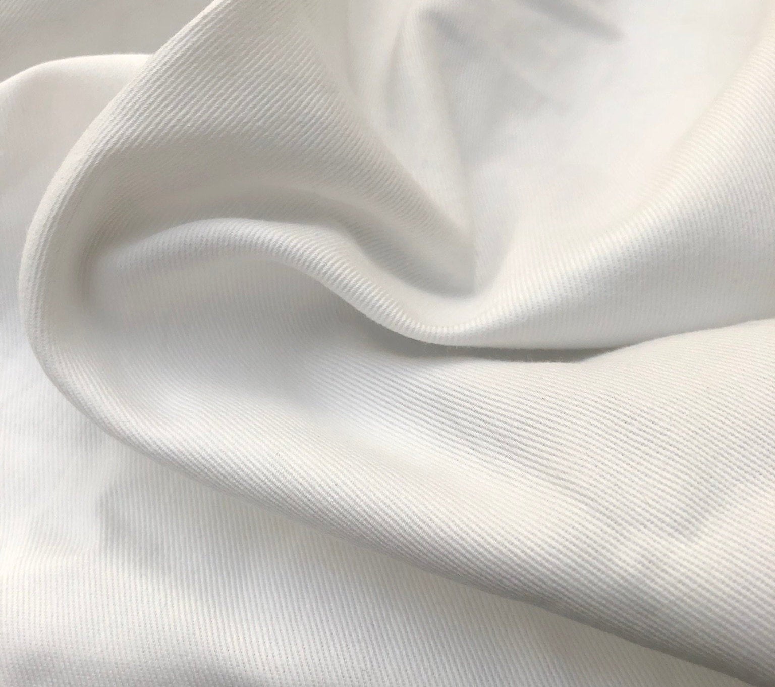 60 100% Organic Cotton Twill 7 OZ White Apparel & Face Mask Woven Fabric  By the Yard