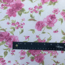 Load image into Gallery viewer, 58&quot; Rayon &amp; Spandex  Stretch Blend Floral Flower Brushed Hatchi Low Gayge White, Pink, Green Apparel Jersey Knit Fabric By the Yard | APC Fabrics