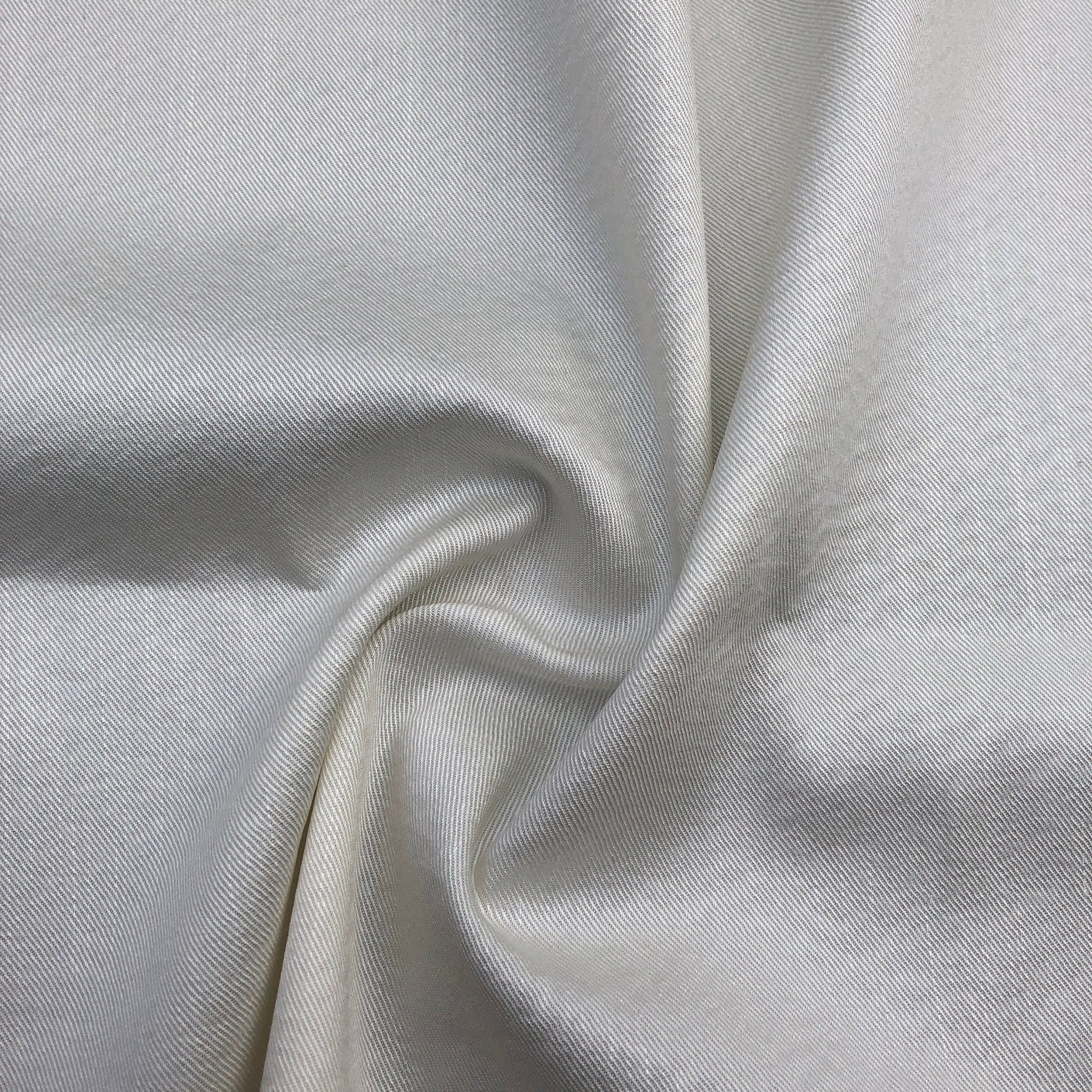 56 Spanish Tencel Lyocell Cotton Spandex Stretch Gabardine Twill Satin  White Woven Fabric By the Yard