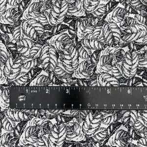 56" 100% cotton Lawn Leaf Nature Floral Black White Print 4 OZ Woven Fabric By the Yard | APC Fabrics