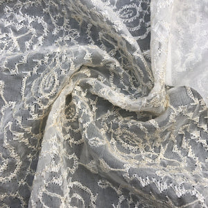 40" 100% Silk Bridal Veil Embroidered Embroidery Sheer & Light White Woven Fabric By the Half-Yard | APC Fabrics